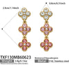 Unisex Stainless Steel 18K Gold Plated Four Leaf Flower Rhinestone Jewelry Set Necklace Earrings Bracelet Ring