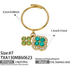 Unisex Stainless Steel 18K Gold Plated Four Leaf Flower Rhinestone Jewelry Set Necklace Earrings Bracelet Ring