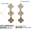 Unisex Stainless Steel 18K Gold Plated Four Leaf Flower Rhinestone Jewelry Set Necklace Earrings Bracelet Ring