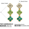 Unisex Stainless Steel 18K Gold Plated Four Leaf Flower Rhinestone Jewelry Set Necklace Earrings Bracelet Ring