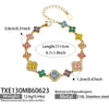 Unisex Stainless Steel 18K Gold Plated Four Leaf Flower Rhinestone Jewelry Set Necklace Earrings Bracelet Ring