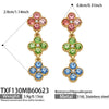 Unisex Stainless Steel 18K Gold Plated Four Leaf Flower Rhinestone Jewelry Set Necklace Earrings Bracelet Ring