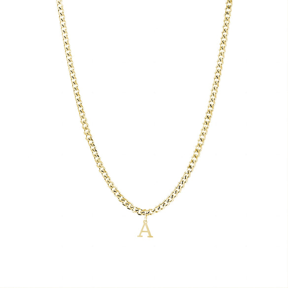 Unisex Stainless Steel Letter Pendant Necklace With Regular Chain Electroplated Simple Alphabet Jewelry Gift