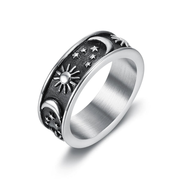 Unisex Stainless Steel Ring With Constellation Pattern And Polish Design