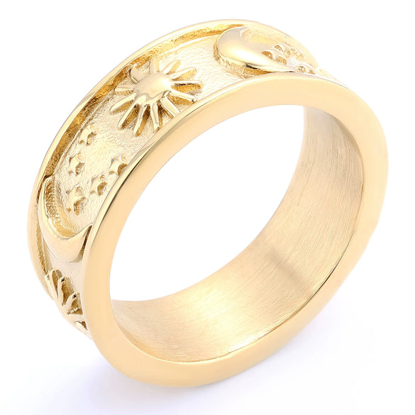 Unisex Stainless Steel Ring With Constellation Pattern And Polish Design