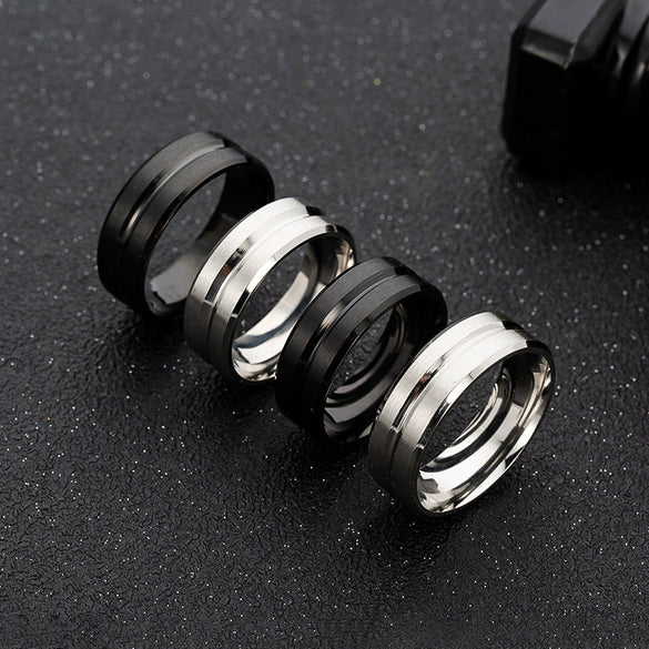 Unisex Stainless Steel Ring With Geometric Style And Electroplating Treatment