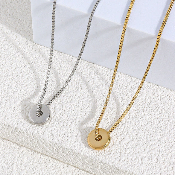 Unisex Stainless Steel Snake Bone Chain Necklace With Sparkling Geometric Pendant And Versatile Contrastingtone Design