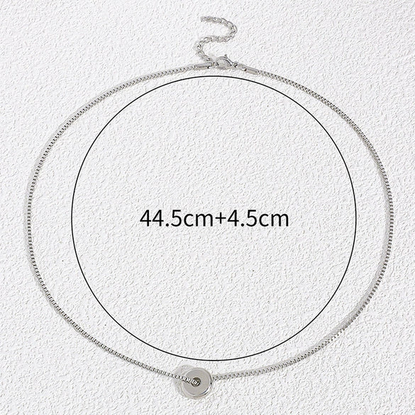 Unisex Stainless Steel Snake Bone Chain Necklace With Sparkling Geometric Pendant And Versatile Contrastingtone Design