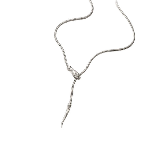 Unisex Stainless Steel Snake Shaped Sliding Necklace With Polished Electroplated Snake Bone Chain
