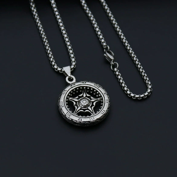 Unisex Stainless Steel Star Pendant Necklace With Round Pendant And Electroplated Finish Trendy Streetwear Jewelry