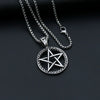 Unisex Stainless Steel Star Pendant Necklace With Round Pendant And Electroplated Finish Trendy Streetwear Jewelry