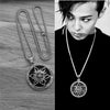 Unisex Stainless Steel Star Pendant Necklace With Round Pendant And Electroplated Finish Trendy Streetwear Jewelry