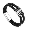 Unisex Street Style Double Layer Hand Woven Zinc Alloy Magnetic Buckle Bracelet