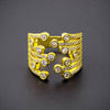 Unisex Sweet Cool Style Copper Ring With Zircon Geometric Design Electroplated In Gold Colorful Fashion Statement Jewelry