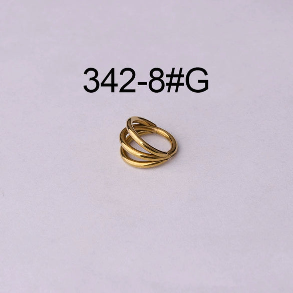 Unisex Threelayer Closed Ring Ear And Nose Piercing Jewelry Electroplated 316 Stainless Steel With Geometric Design