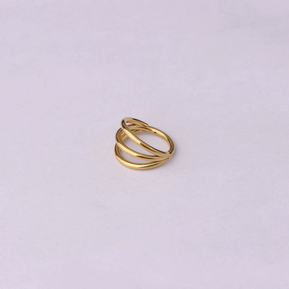 Unisex Threelayer Closed Ring Ear And Nose Piercing Jewelry Electroplated 316 Stainless Steel With Geometric Design