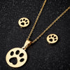 Unisex Titanium Steel Bear And Piglet Pendant Necklace And Stud Earrings Set With Electroplated Finish