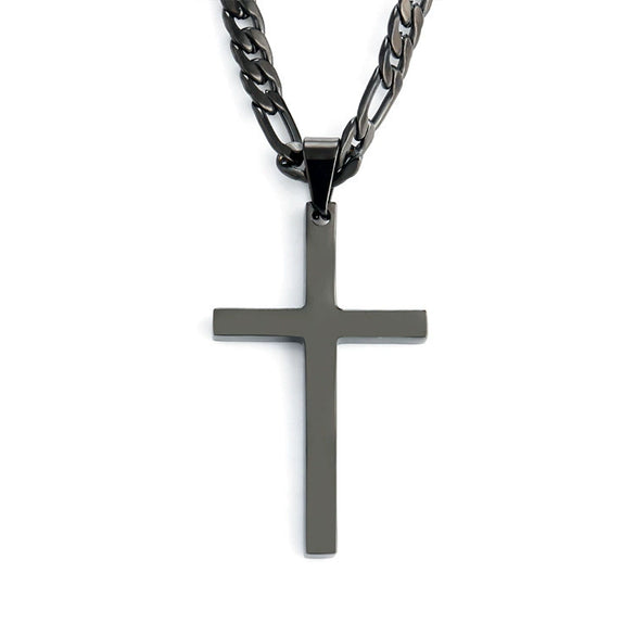 Unisex Titanium Steel Cross Double Layer Stacked Necklace With Twist Chain Electroplated Stainless Steel Pendant