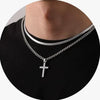 Unisex Titanium Steel Cross Double Layer Stacked Necklace With Twist Chain Electroplated Stainless Steel Pendant