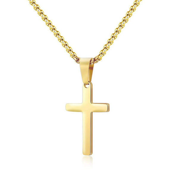 Unisex Titanium Steel Cross Double Layer Stacked Necklace With Twist Chain Electroplated Stainless Steel Pendant