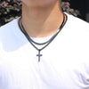 Unisex Titanium Steel Cross Double Layer Stacked Necklace With Twist Chain Electroplated Stainless Steel Pendant