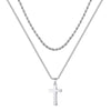 Unisex Titanium Steel Cross Double Layer Stacked Necklace With Twist Chain Electroplated Stainless Steel Pendant