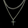 Unisex Titanium Steel Cross Double Layer Stacked Necklace With Twist Chain Electroplated Stainless Steel Pendant