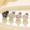 Unisex Titanium Steel Earrings With Black Flower Pattern And Electroplating Treatment