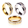 Unisex Titanium Steel Full Stone Inlaid Arc Band Ring Single Row Diamond Style Circle Ring