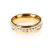 Unisex Titanium Steel Full Stone Inlaid Arc Band Ring Single Row Diamond Style Circle Ring