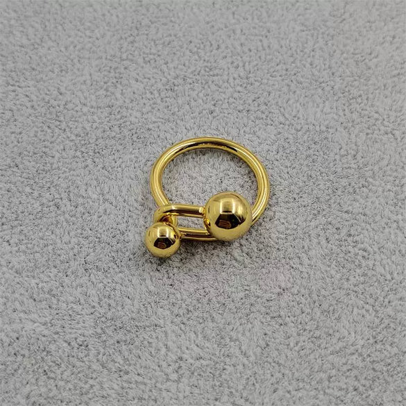 Unisex Titanium Steel Geometric Metal Ball Knotted Ring With Electroplated Finish Fashion Jewelry