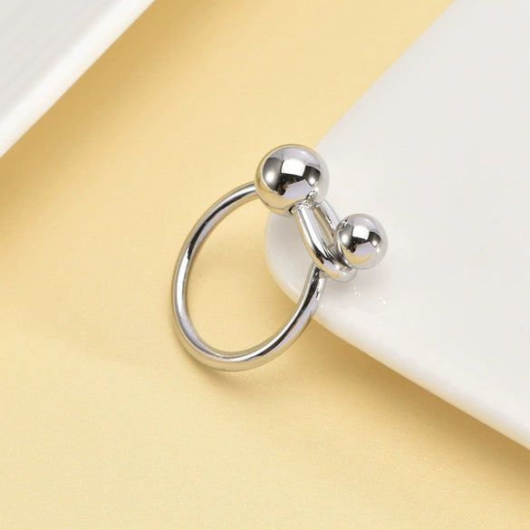 Unisex Titanium Steel Geometric Metal Ball Knotted Ring With Electroplated Finish Fashion Jewelry