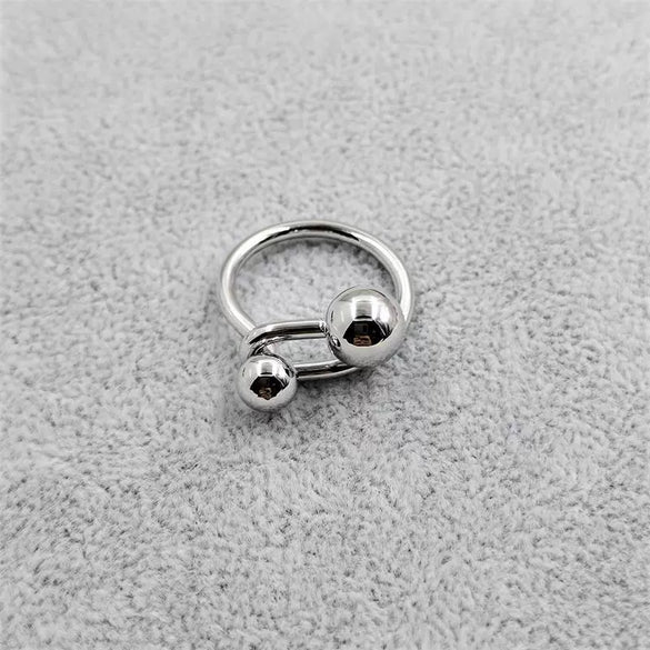 Unisex Titanium Steel Geometric Metal Ball Knotted Ring With Electroplated Finish Fashion Jewelry