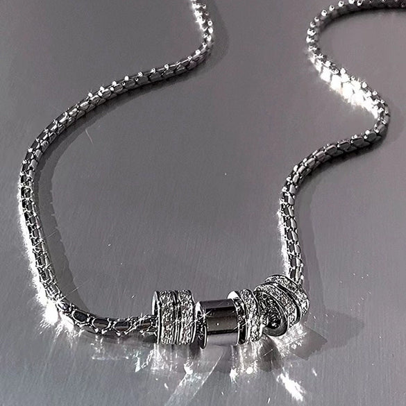Unisex Titanium Steel Geometric Ring Pendant Necklace With Polished Finish Casual Fashion Jewelry