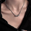 Unisex Titanium Steel Geometric Ring Pendant Necklace With Polished Finish Casual Fashion Jewelry