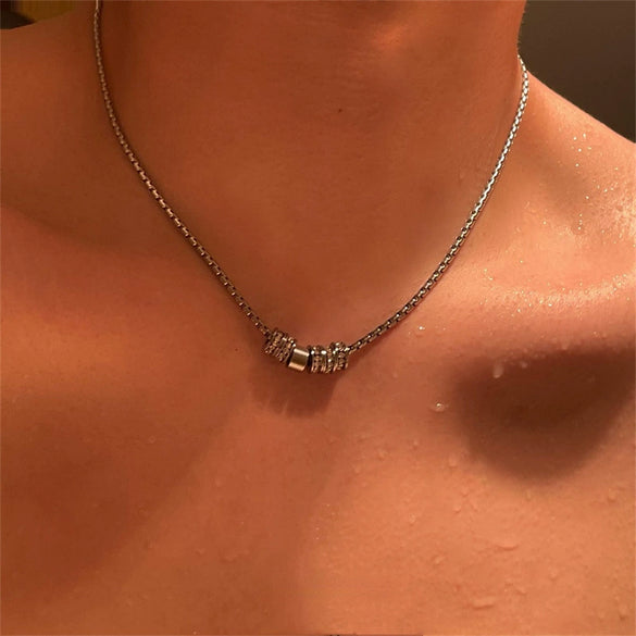 Unisex Titanium Steel Geometric Ring Pendant Necklace With Polished Finish Casual Fashion Jewelry
