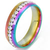 Unisex Titanium Steel Geometric Ring With Single Row Rhinestone Diamond Detail Exquisite Stainless Steel Style Jewelry