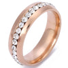 Unisex Titanium Steel Geometric Ring With Single Row Rhinestone Diamond Detail Exquisite Stainless Steel Style Jewelry