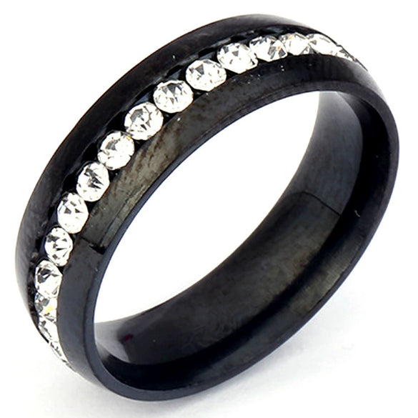 Unisex Titanium Steel Geometric Ring With Single Row Rhinestone Diamond Detail Exquisite Stainless Steel Style Jewelry
