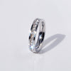 Unisex Titanium Steel Geometric Square Crystal Inlaid Ring In Gold Rose Gold Black And White With Full Pavé Style
