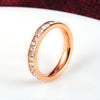 Unisex Titanium Steel Geometric Square Crystal Inlaid Ring In Gold Rose Gold Black And White With Full Pavé Style