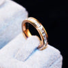 Unisex Titanium Steel Geometric Square Crystal Inlaid Ring In Gold Rose Gold Black And White With Full Pavé Style