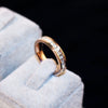 Unisex Titanium Steel Geometric Square Crystal Inlaid Ring In Gold Rose Gold Black And White With Full Pavé Style