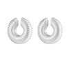 Unisex Titanium Steel Hollow Threaded Ear Clip Earrings With Geometric Style And Vacuum Electroplating In Furnace Treatment