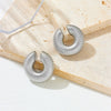 Unisex Titanium Steel Hollow Threaded Ear Clip Earrings With Geometric Style And Vacuum Electroplating In Furnace Treatment