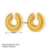 Unisex Titanium Steel Hollow Threaded Ear Clip Earrings With Geometric Style And Vacuum Electroplating In Furnace Treatment
