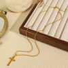 Unisex 316L Stainless Steel 18K Gold Plated Embossed Cross Pendant Necklace