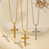 Unisex 316L Stainless Steel 18K Gold Plated Embossed Cross Pendant Necklace