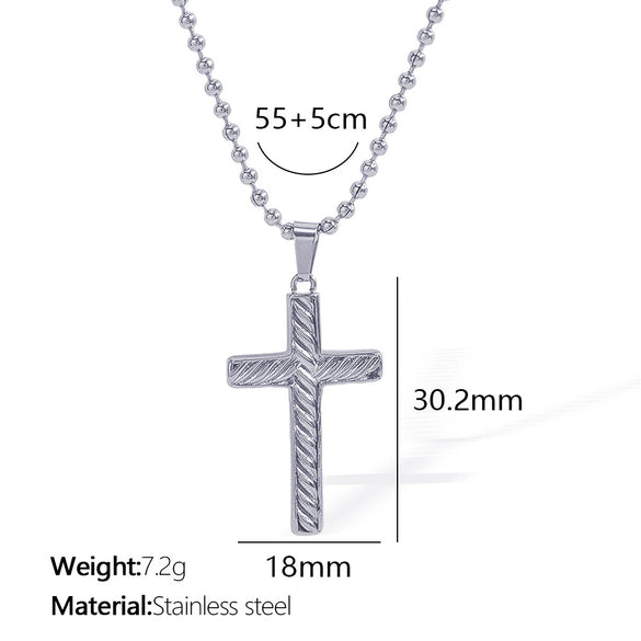 Unisex 316L Stainless Steel 18K Gold Plated Embossed Cross Pendant Necklace