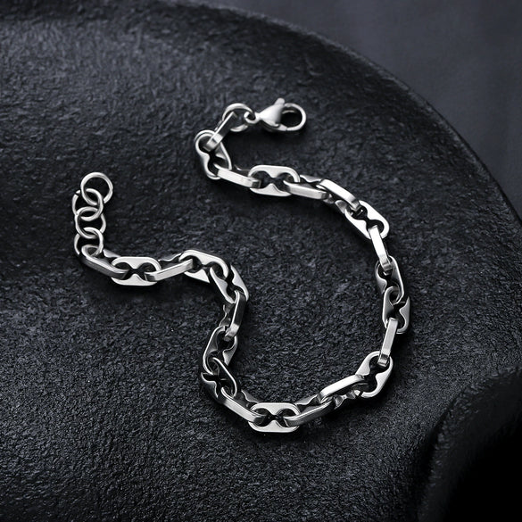 Unisex Titanium Steel Letter Text Bracelet With Polished Finish Simple Fashion Jewelry Non Fading Design For Wholesale